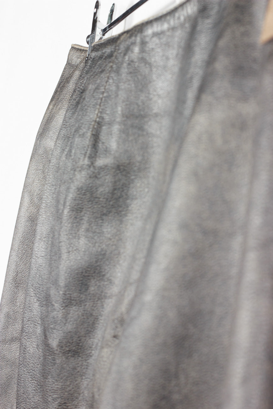 Object Leder Minirock mit Taschen in Grau, W33
